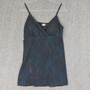 STUDIO 1940 WOMENS Y2K BLACK GLITTER BABYDOLL WHIMSYGOTH MERMAID TOP SIZE SMALL